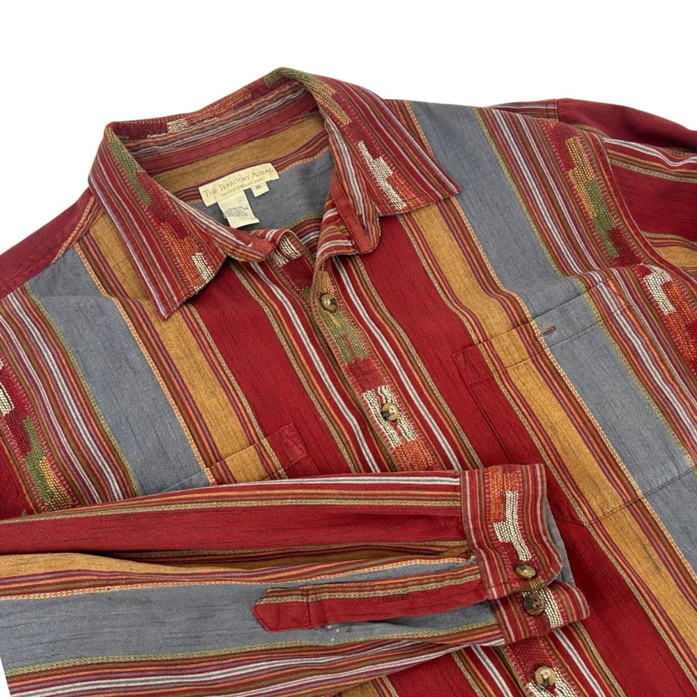 The Territory Ahead Mens XL Long Sleeve Cotton Southwestern Stripe Button Shirt